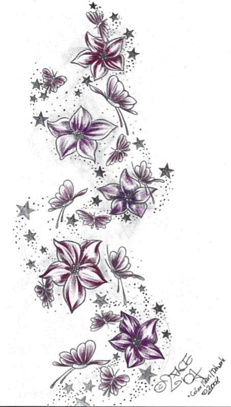 stars and flowers tattoo designs