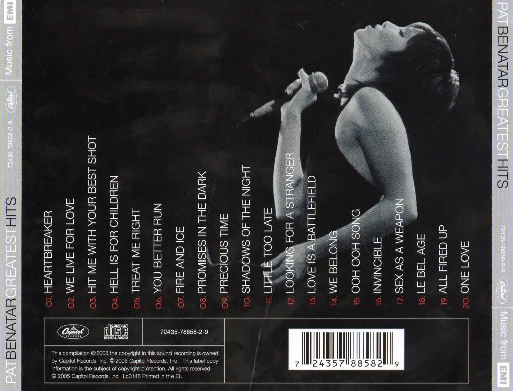 Pat Benatar Greatest Hits Back Photo by j1howar Photobucket