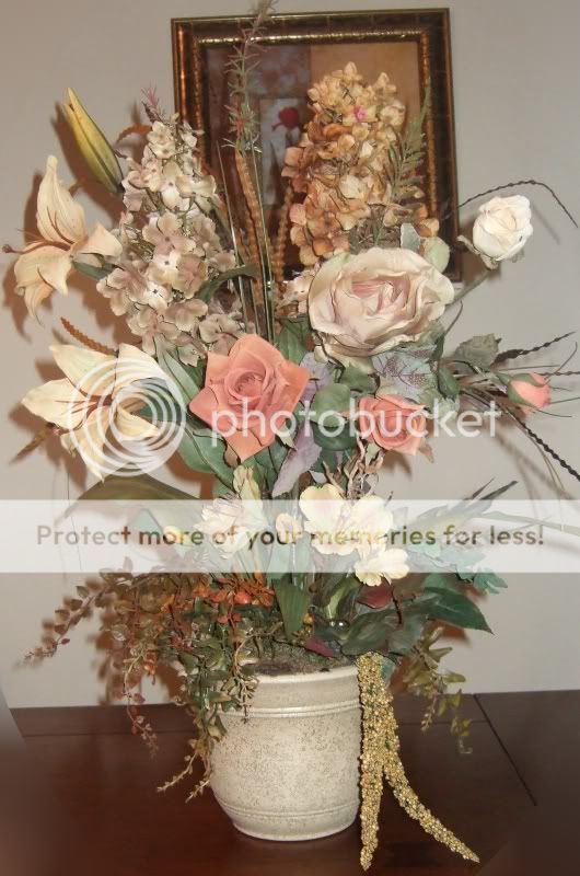 Sage Silk Flower Floral Arrangement Roses/ Lillies  